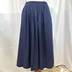 KENNETH GORDON USA London Prints Navy Retro Floral Pleated Midi Skirt Women's 14